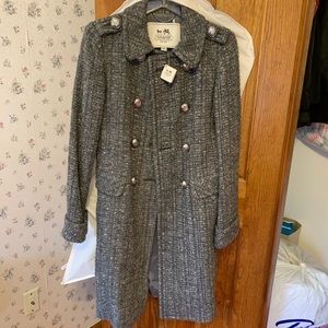 NEW Super cute Grey tweed coach trench coat size 2